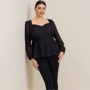 Torrid Peplum Lace Puff Sleeve Top